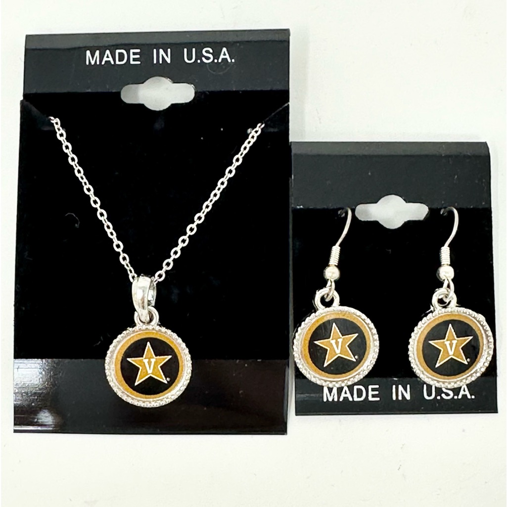 Vanderbilt University Commodores Vandy Necklace Earrings Set